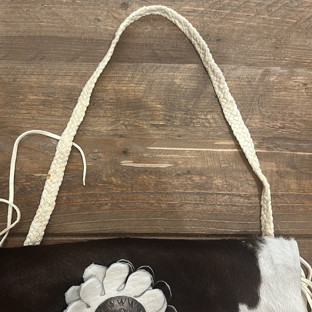 Shelly Litvak Rare cowhide shoulder bag original silver and turquoise detail - Picture 3 of 10